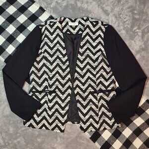 L | Kenar | Monochrome Chevron Panel Woven Jacket